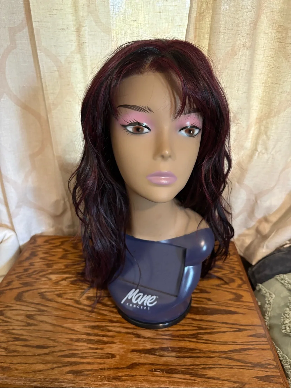Soma Long Layered Wig with Burgundy Highlights